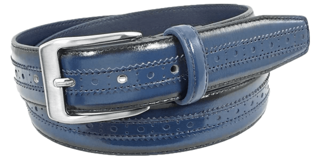 blue leather belt
