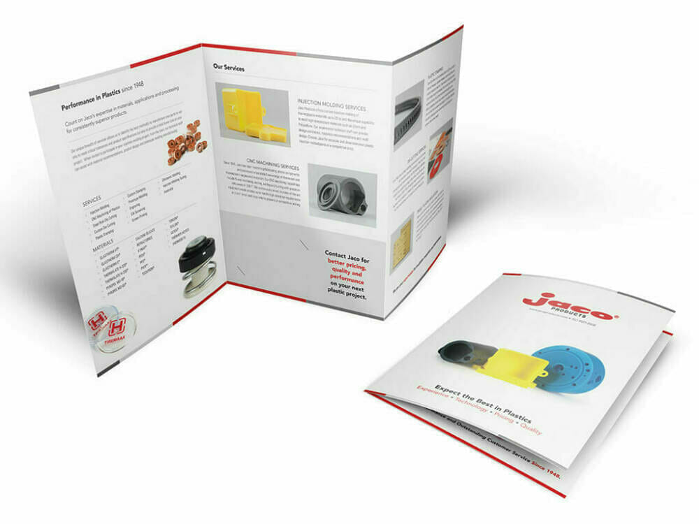 ADVAN Design brochure example for Jaco Products | Graphic Design Pricing