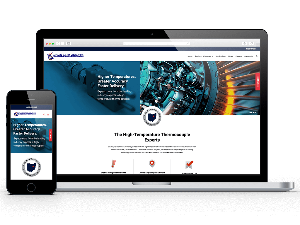 web-design-cleveland-electric-laboratories Custom thermocouples and temperature sensing technology